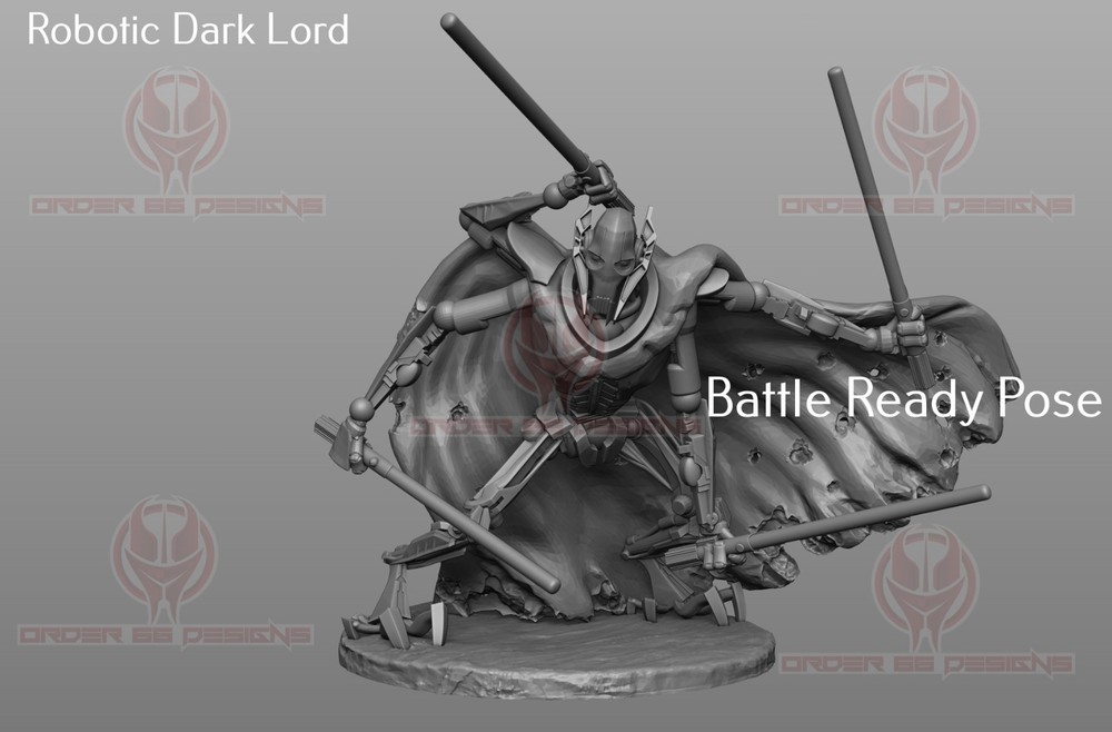 Star Wars Legion 3d printed General Grevious - Battle Ready Pose - unpainted