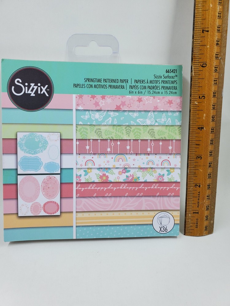 CCP4 Sizzix Surfacez 6" X 6" Springtime Patterned Paper Pad 36 Sheets