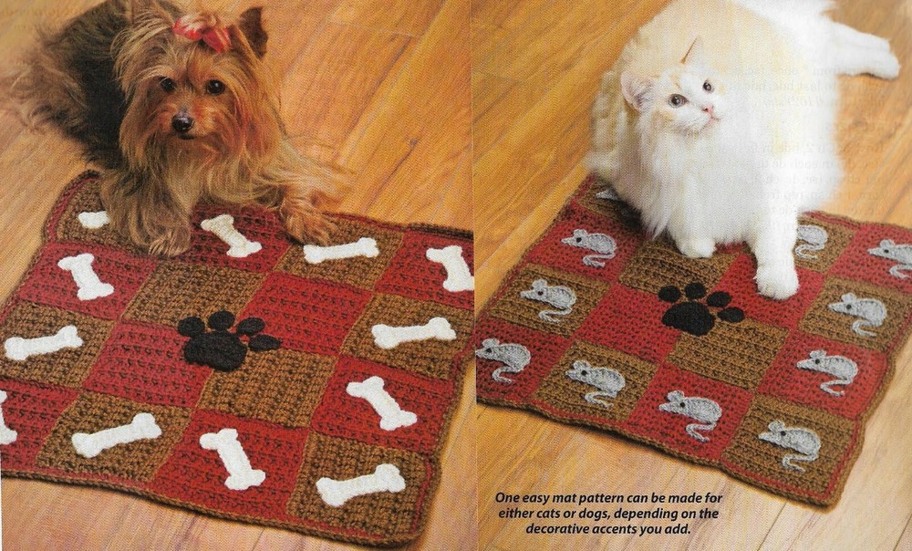 2 CHECKERBOARD PET MATS FOR DOG & CAT CROCHET PATTERN INSTRUCTIONS