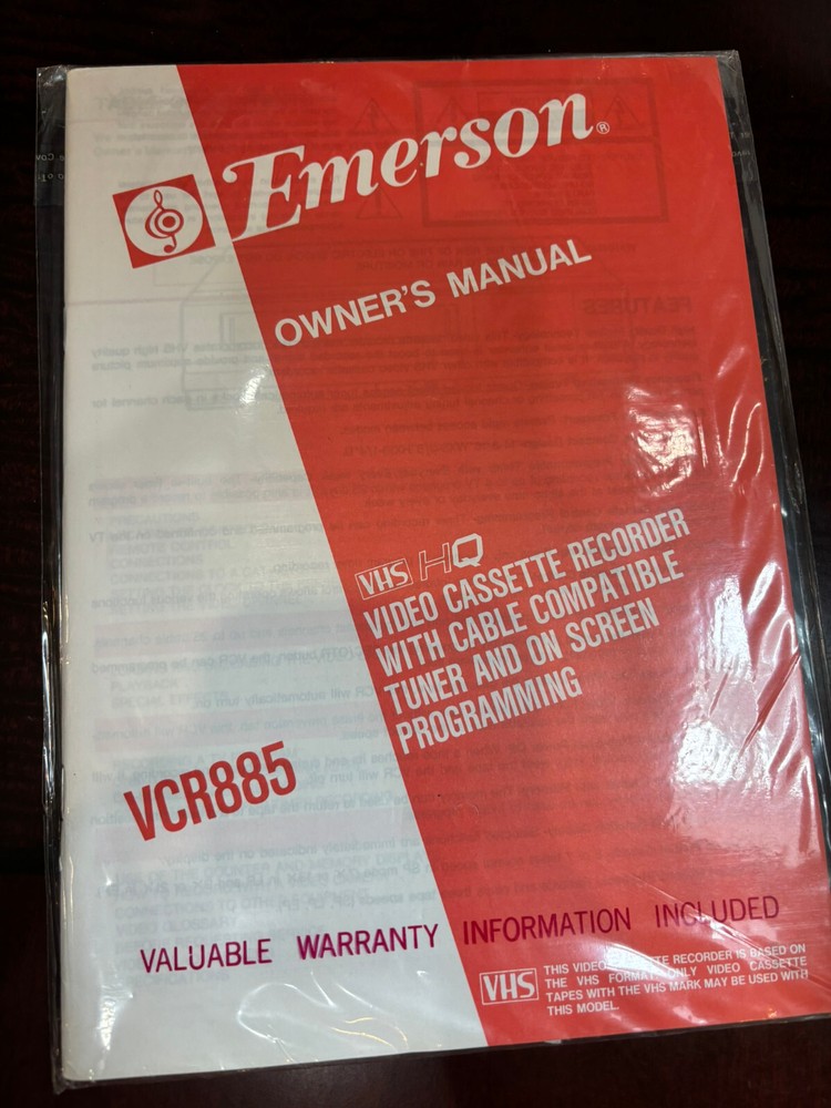 EMERSON VCR885 VCR-885 Owners Manual - User Guide  **ORIGINAL**