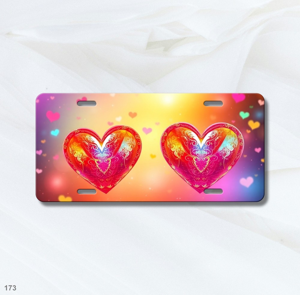 Premium Hearts License Plate Custom Front Plate Unique Gift