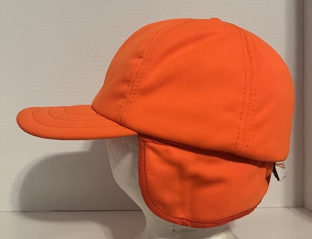 Blaze Orange Hunting Hat With Ear Flaps Size Medium Thinsulate Brand