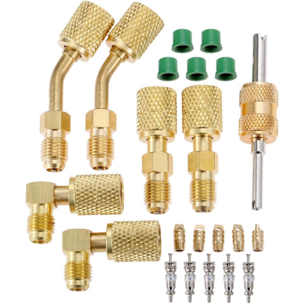 1 Set R410A Adapter Kit Mini Split Adapter 5/16 To 1/4 Coupler Brass+Rubber