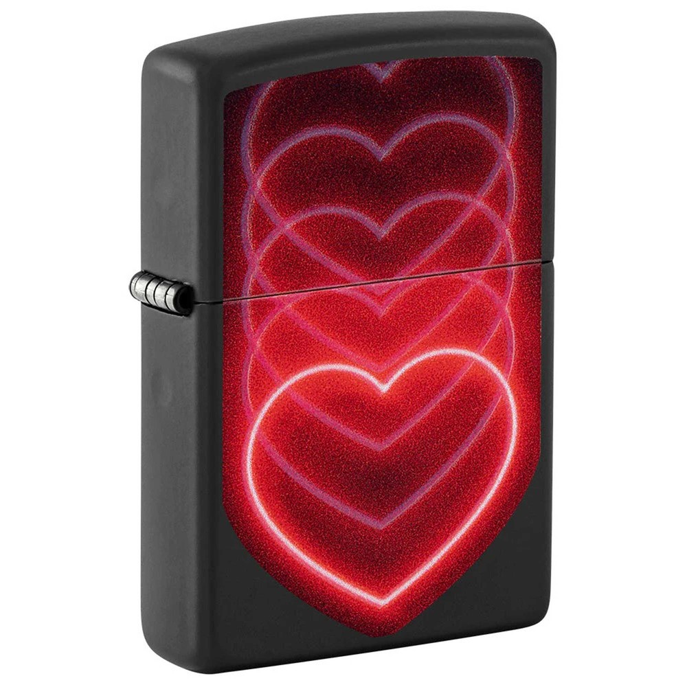 Zippo Windproof Lighter Glowing Hearts Design with Black Light Process 48593