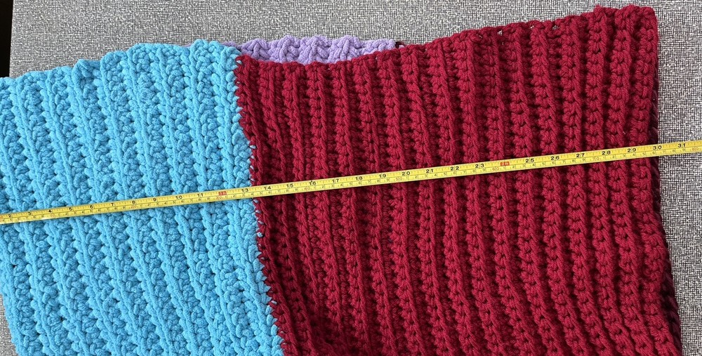 Multicolored Handmade Crocheted Knitted Throw Blanket 60” X 50”
