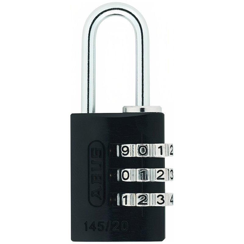 ABUS 145/20 C 20mm Body 3 Dial Resettable Combination Padlock, Black