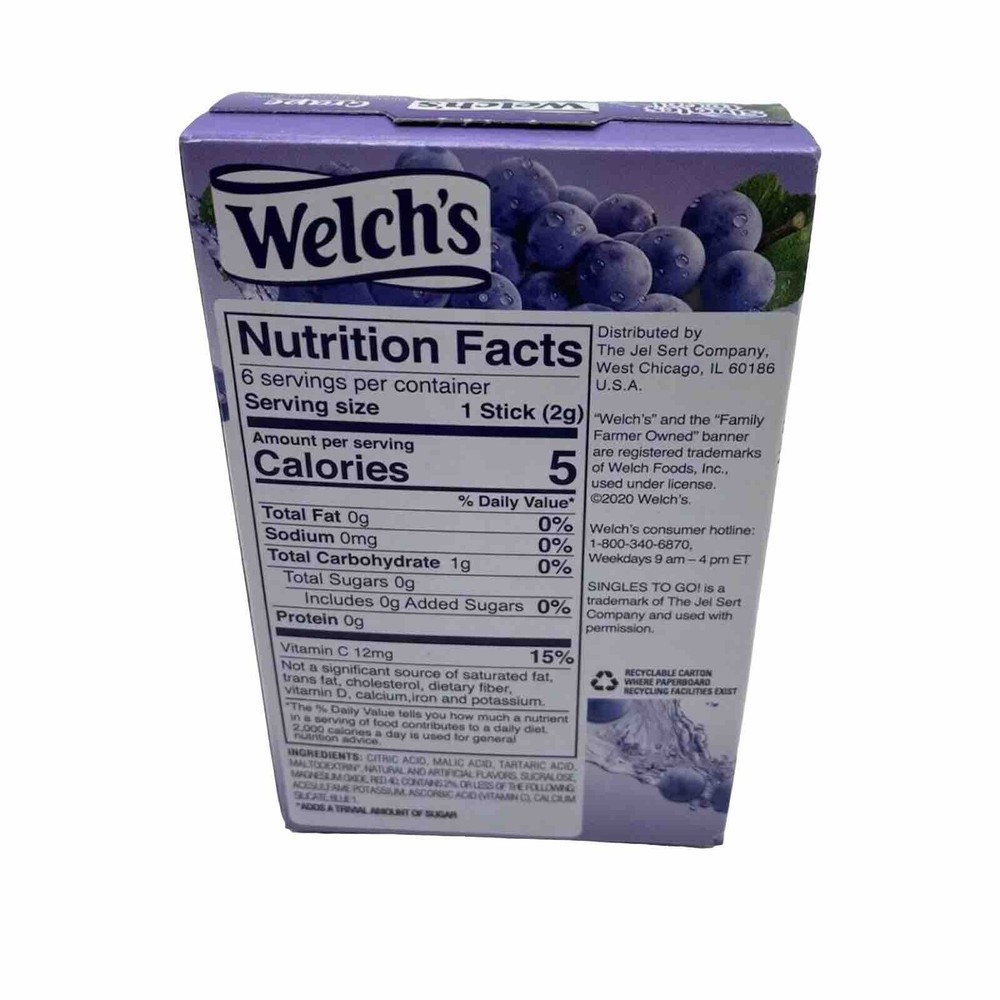 Welch's Grape 18 Packets Low Calorie Grape Drink Mix 3 Boxes