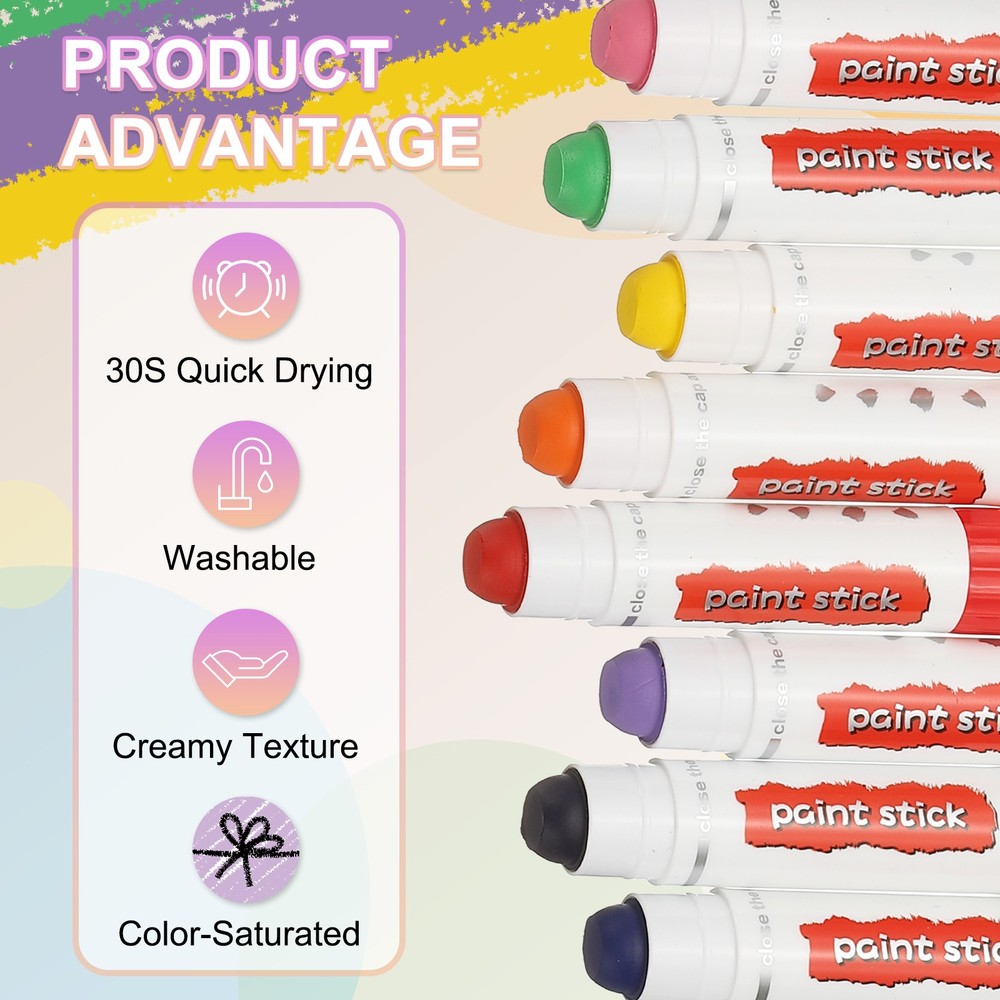 Solid Tempera Paints, 9 Pcs Washable Paint Sticks Paint Pens, Sky Blue