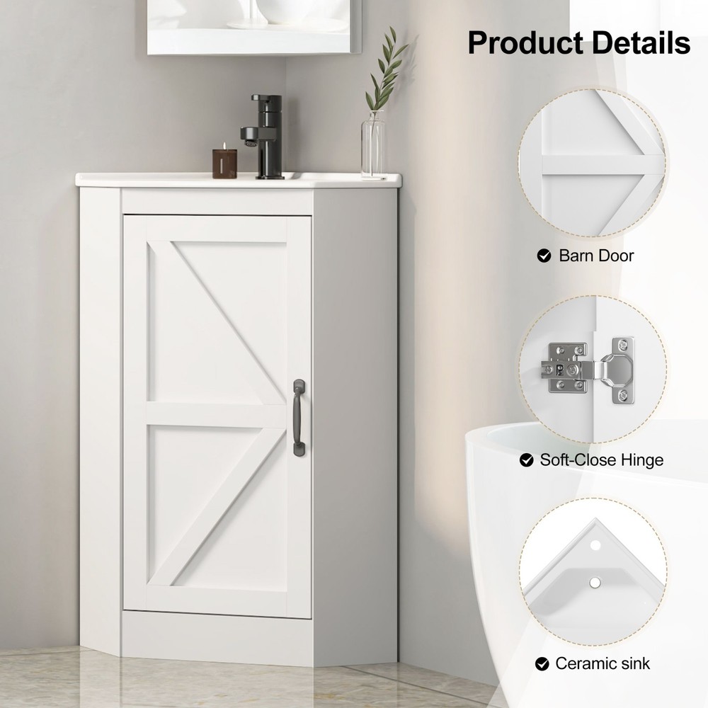 Corner Bathroom Vanity Sink Combo for Small Space Freestanding Compact Space New