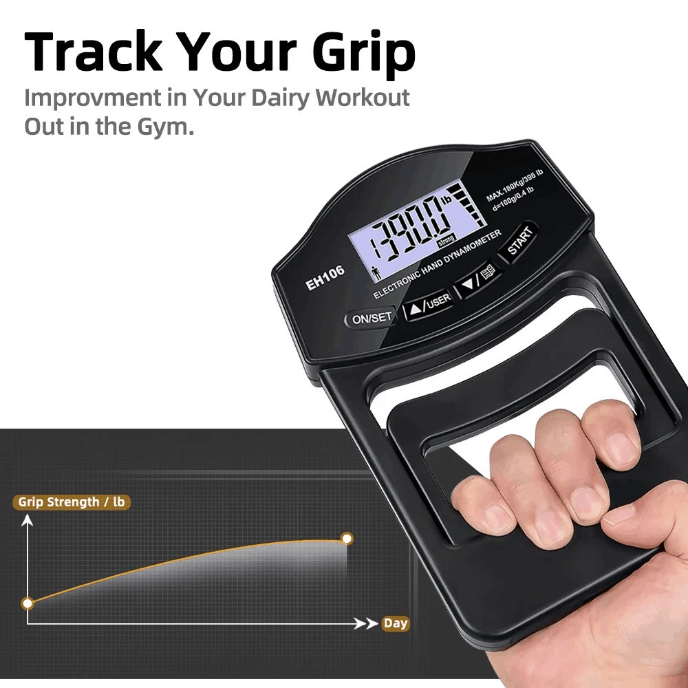 Grip Strength Tester 396Lbs/180Kg Digital Hand Dynamometer Grip Strength Meter