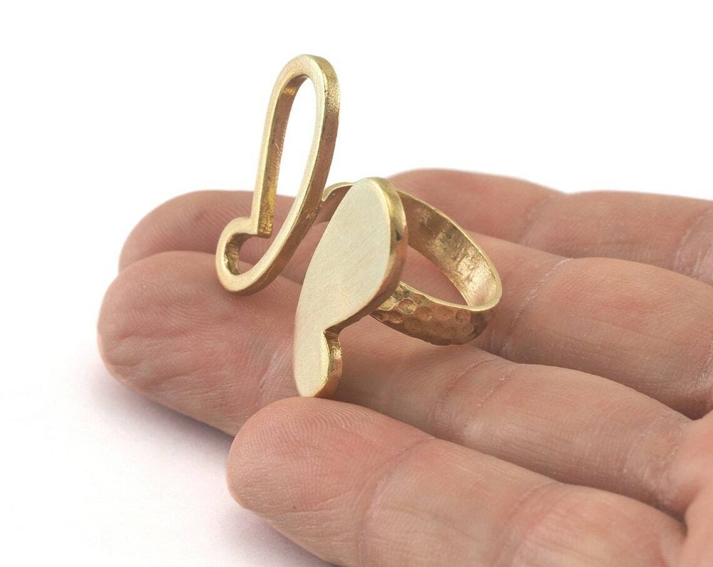 Butterfly Adjustable Ring Raw brass (18mm 8US inner size) 758