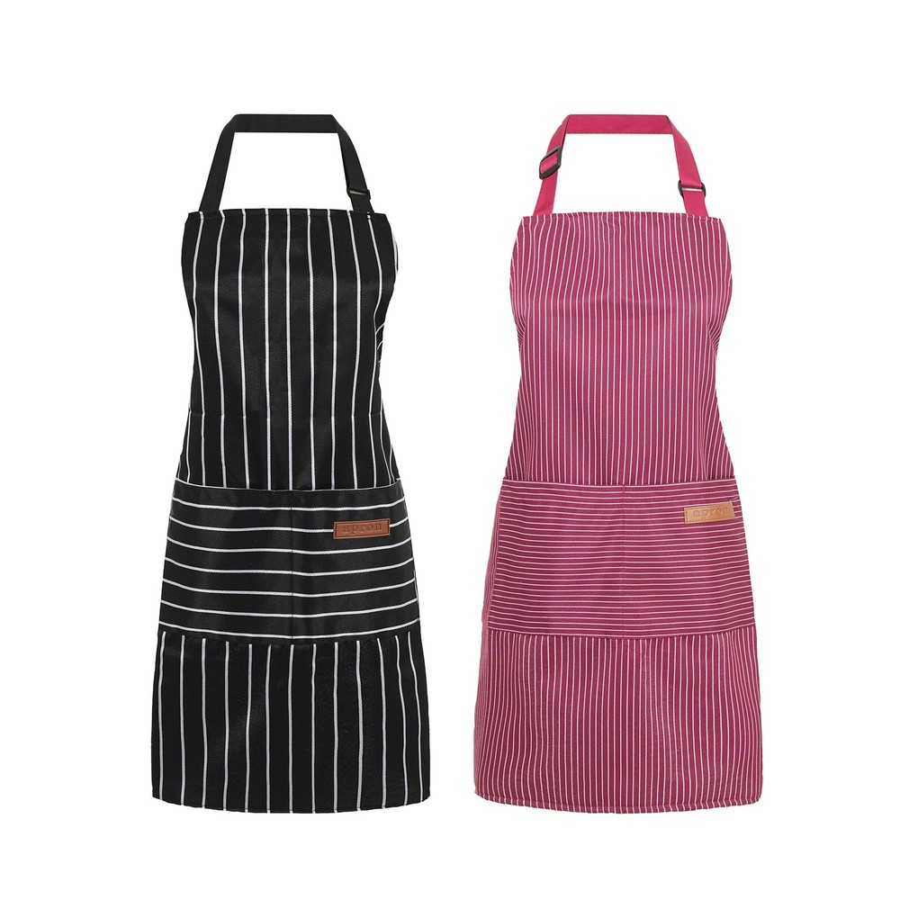 2 Pack Cooking Aprons Adjustable Bib Apron for Women with 2 Pockets, Kitchen ...