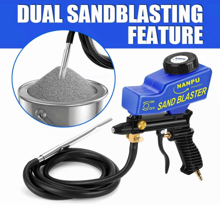 Light-Duty Air Sandblaster Gun Kit, Siphon & Gravity Feed, Ceramic Nozzle