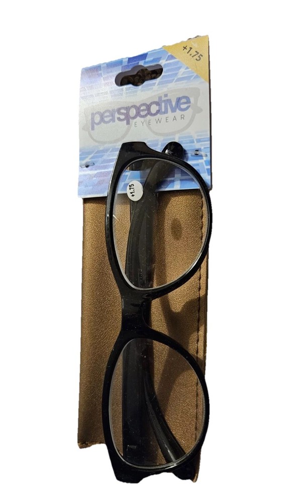 NEW Perspective Black Reader Glasses by Icon Eyewear +1.75 Including Case