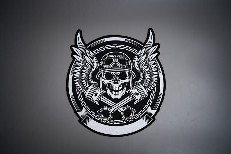 SKULL ANGEL Large Back Patch for custom biker vest