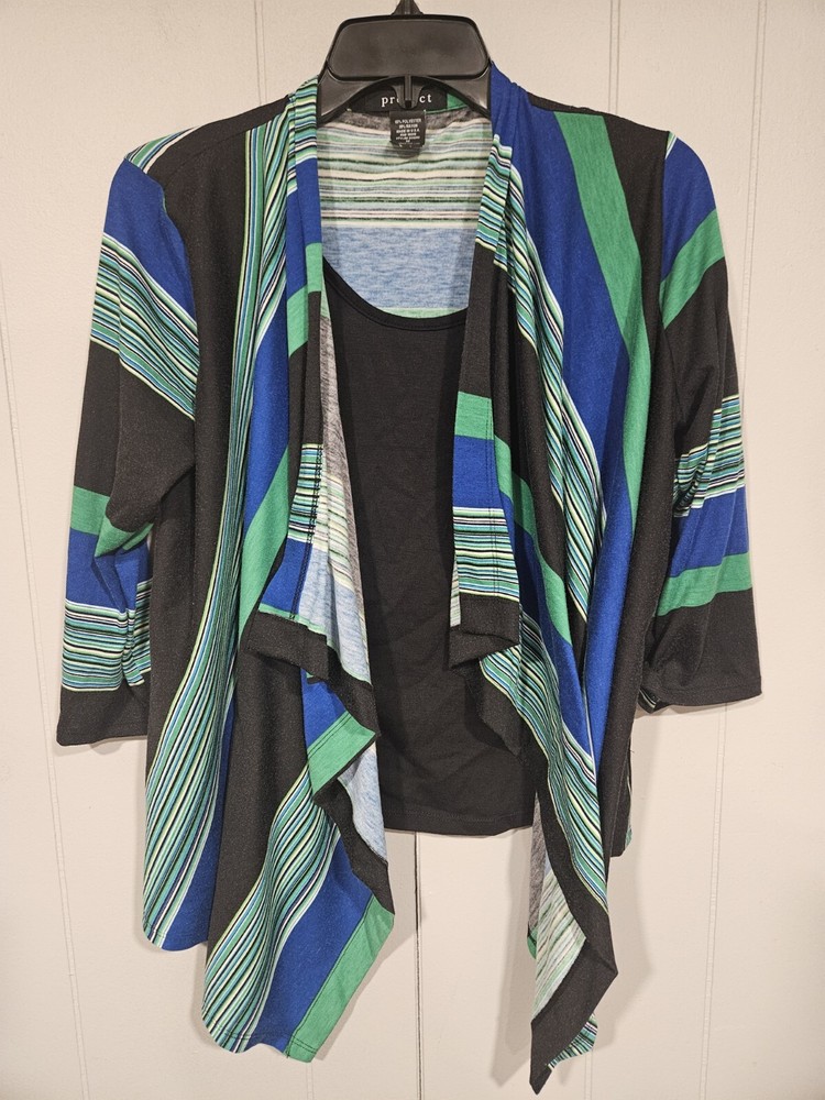 Project Blue Green Black Cardigan Pullover Tank Combo Medium Pieces Are Attached