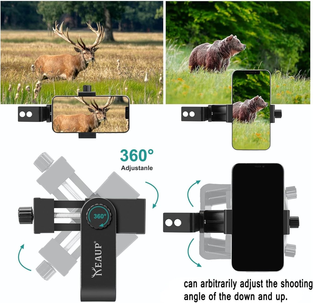 Universal Cell Phone Holder Mount 360° Smartphone Compound Bow Adapter Black