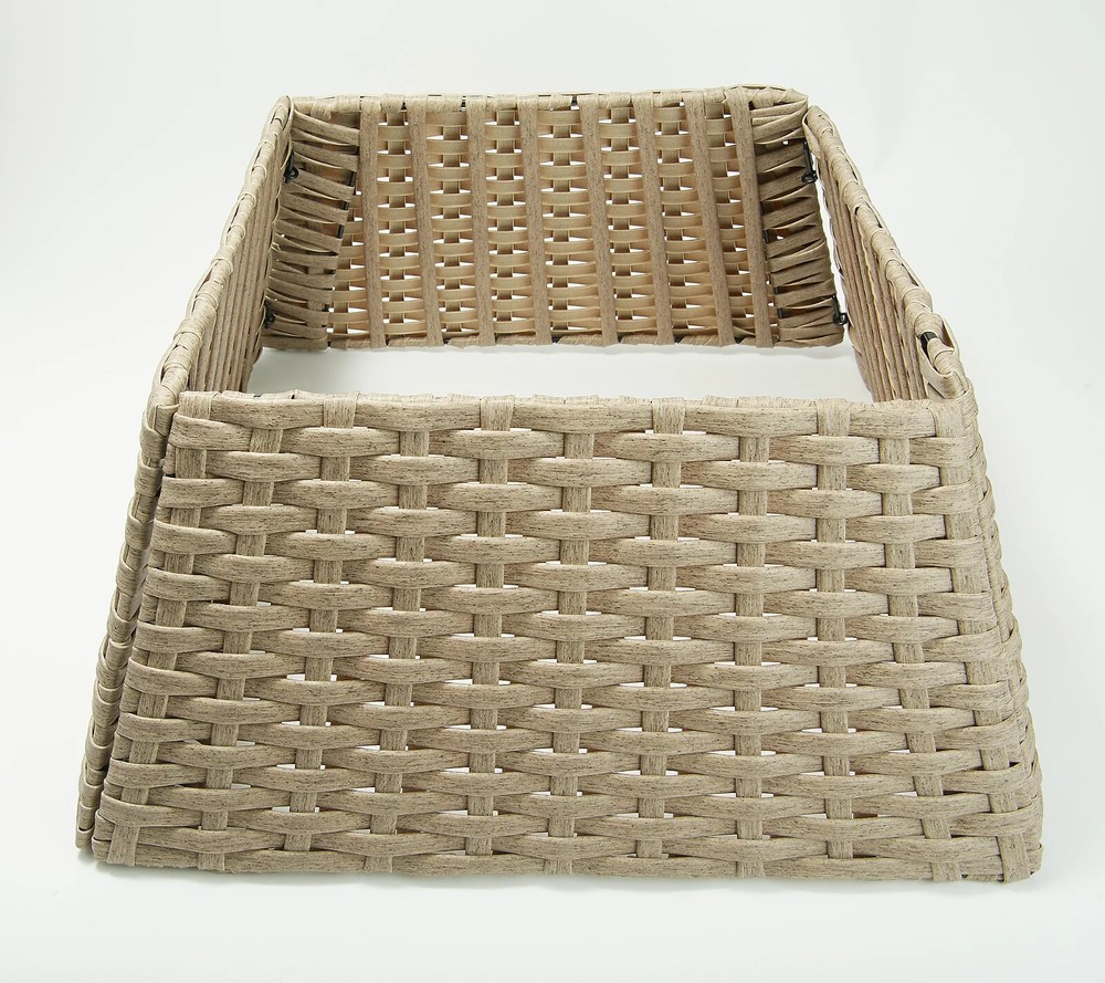 Bethlehem Lights Square Wicker Christmas Tree Collar in Grey Read Description