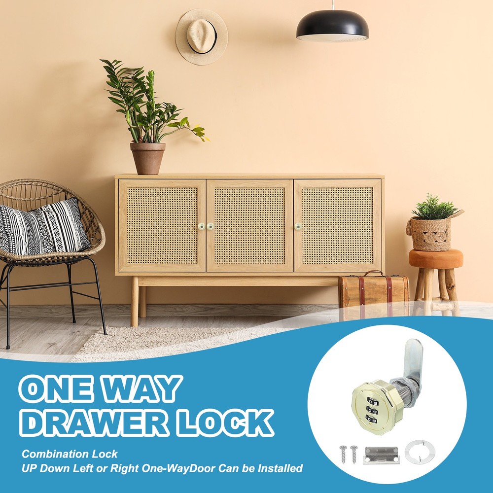 2Pcs 13/16" Combination Cabinet Cam Lock Cylinder Password Coded Lock Gold