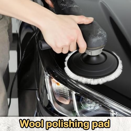Wool Buffing Pads 6 Inch, 2 Pack Wool Buffing Pads with Hook & Loop Backing