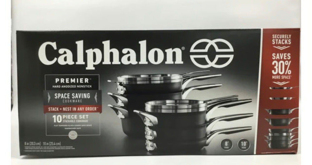 NEW! Calphalon Premier Space-Saving Hard-Anodized Nonstick Cookware Set, 10 Pcs