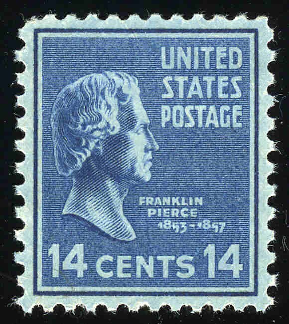 US # 819 14¢ Pierce, "Superb 98" NH MNH, PSE graded (2018)