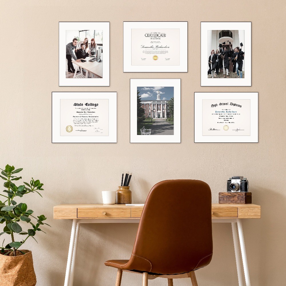 Mainstays 8.5x11 Front Loading Document Picture Frames, Black, Set of 6