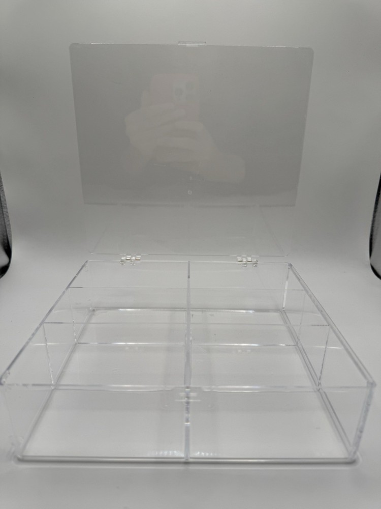 Clear Acrylic Compartmentalized Showcase Display Box with Hinged Lid 8х7.5x2