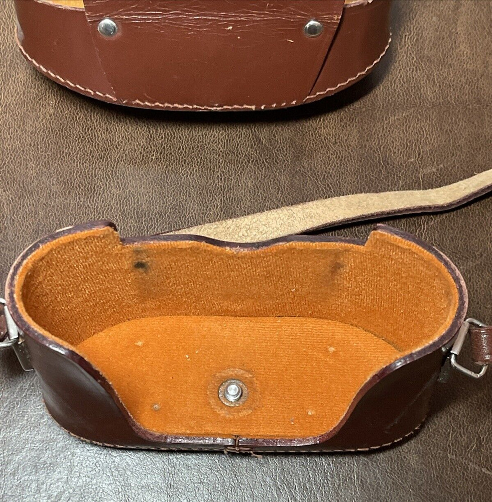 Ihagee Exakta Semi Hard Brown Leather Rough Ready Fitted Camera Case w/ Strap