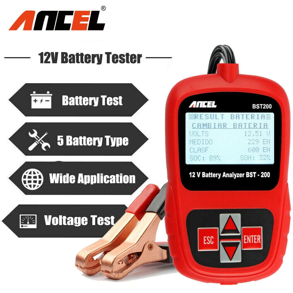 ANCEL BST200 Car Battery Load Tester 100-2000CCA Crank Analyzer with Storage Bag