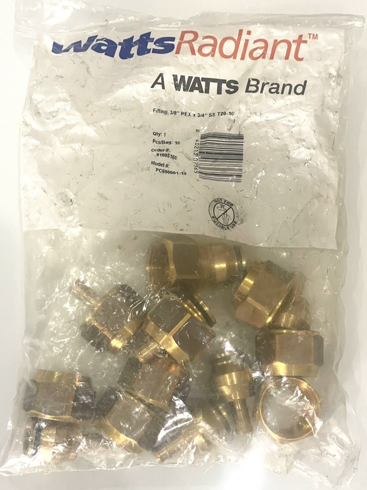 WATTS RADIANT  T20 - 3/8" CRIMP - FITTING  - 10/PCS MODEL: PC690001-10