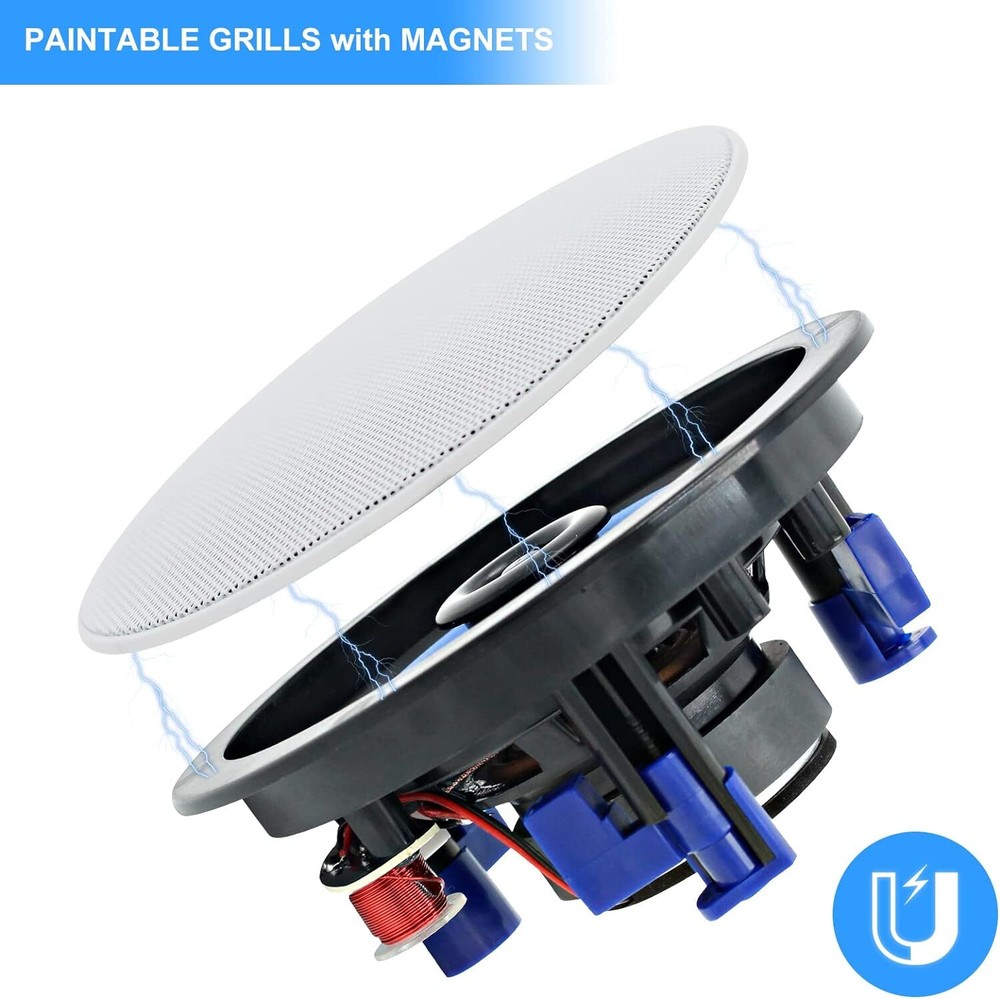 Herdio 4" Flush Mount Wall Bluetooth Ceiling Speakers Kitchen Bedroom Speakers