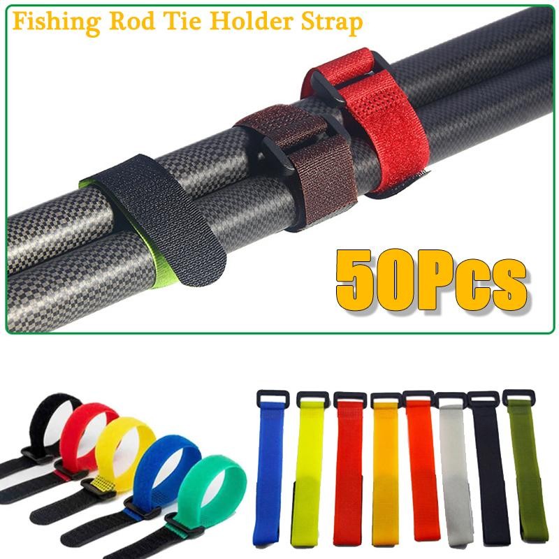 Adjustable Reusable Fishing Rod Holder Strap Secure Fastener Hook Loop Belt for