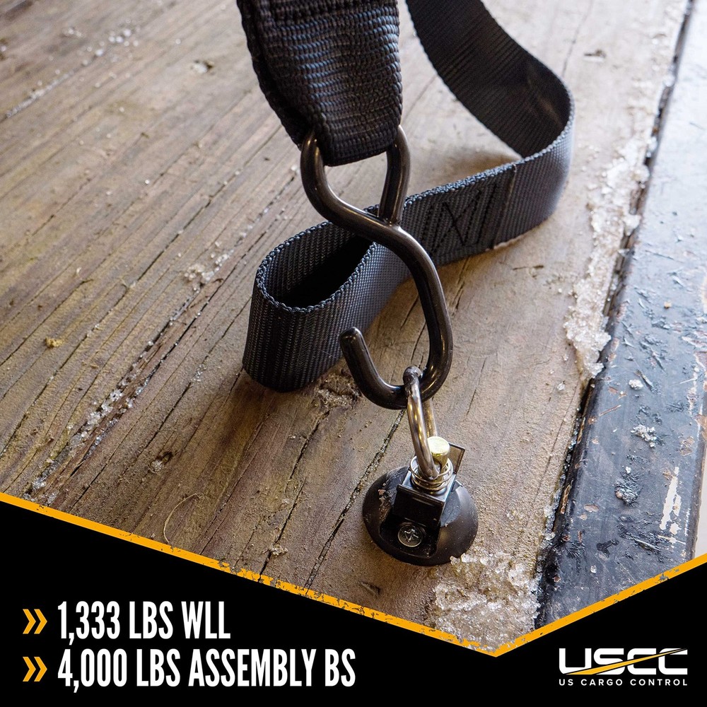 US Cargo Control Single Stud Fitting for L Track (4 Pack) 4 units, Black