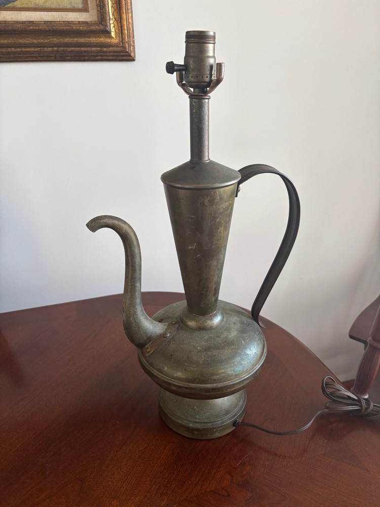 Vintage Turkish Middle Eastern Water Pitcher Lamp 20.5" Without Bulb
