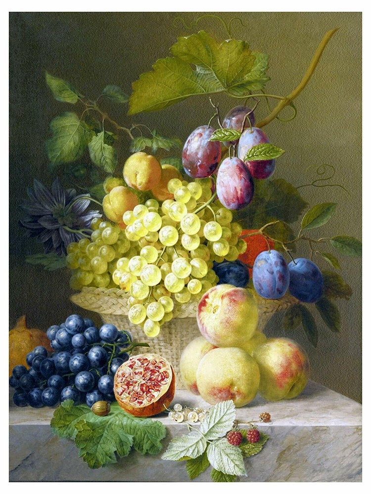 Tile Mural Flowers Fruit Plum Grapes Raspberry Kitchen Backsplash Marble Ceramic