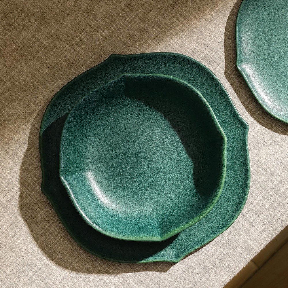 Baskerville 12-Piece Dinnerware Set Stoneware, Green