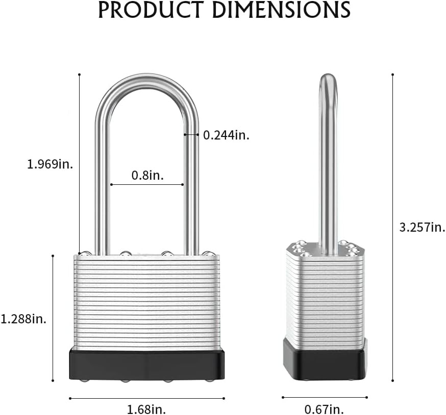 Keyed laminated steel padlocks, 6-pack, keyed alike padlocks