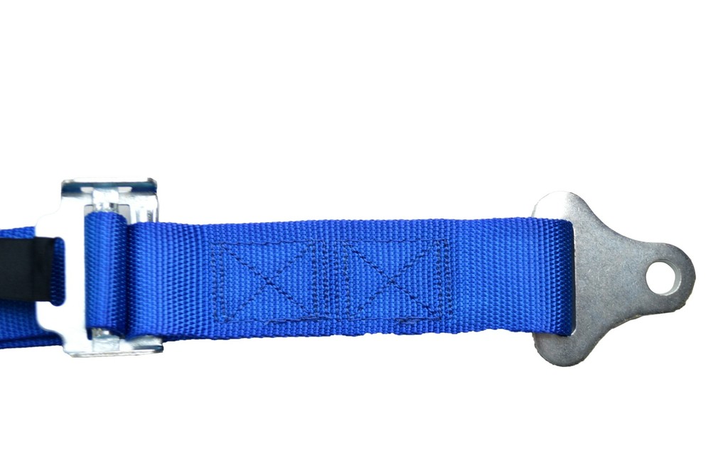THREE POINT SEAT BELT RACE HARNESS 2" LATCH & LINK PULL UP FLOOR MOUNT BLUE