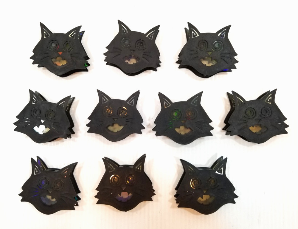 Set of 10 Halloween Solid Black Cat String Light Plastic Covers Only
