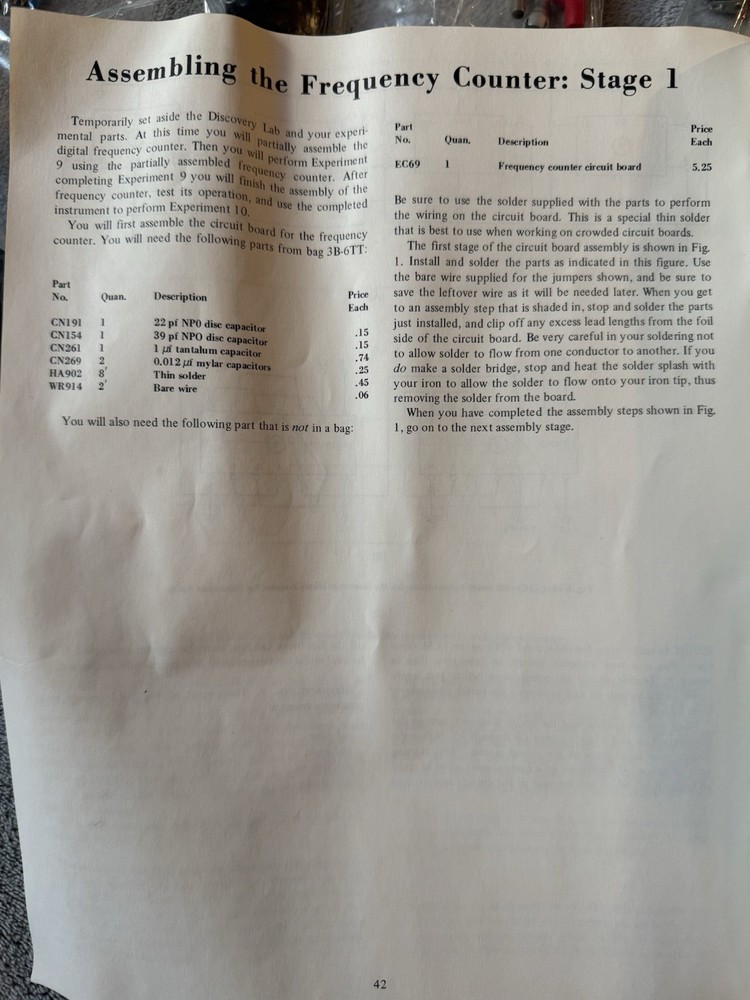 NOS Unassembled Kit - NRI Conar Model 202 Frequency Counter