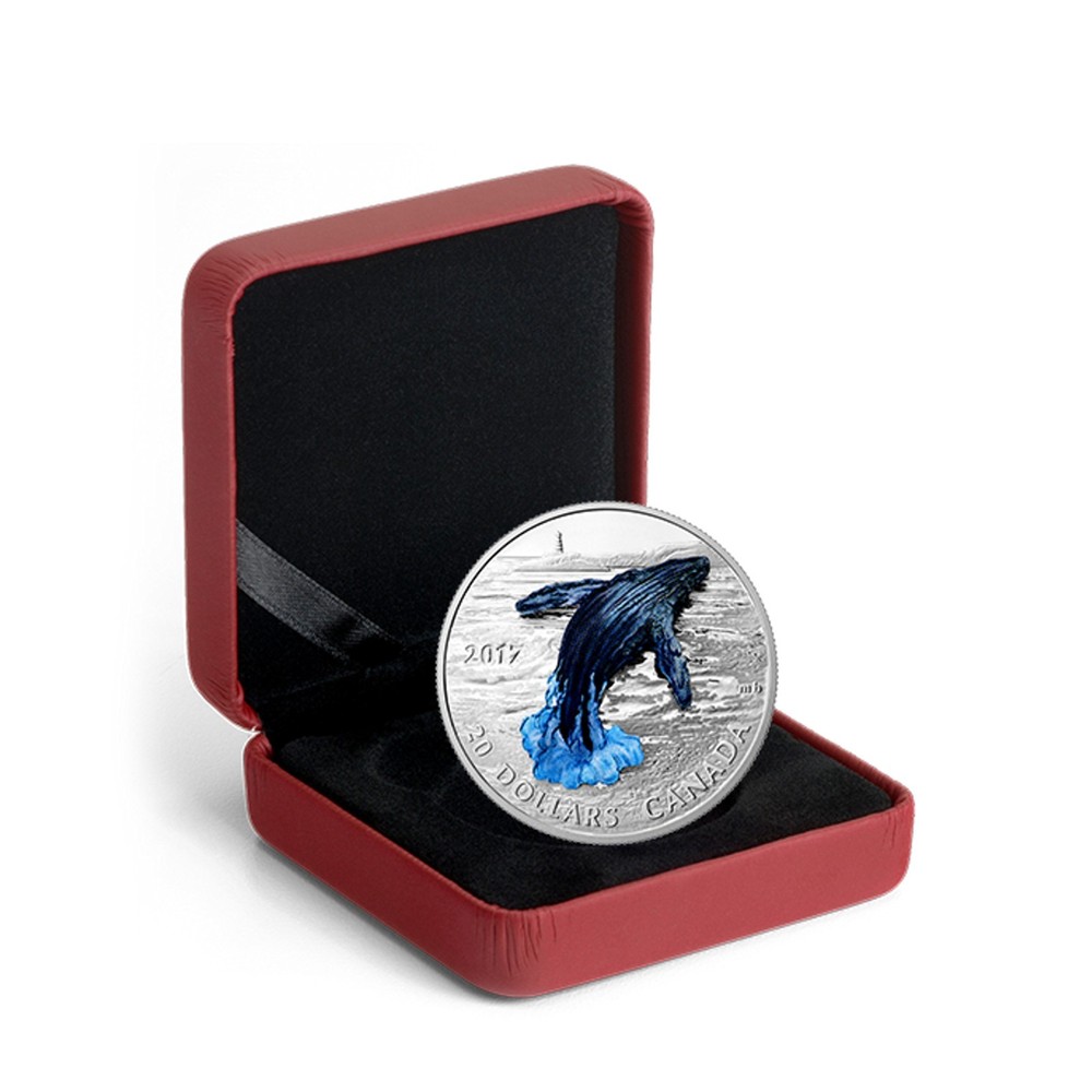 2017 Canada $20 Three Dimensional Breaching Whale Fine Silver With Out Black Box