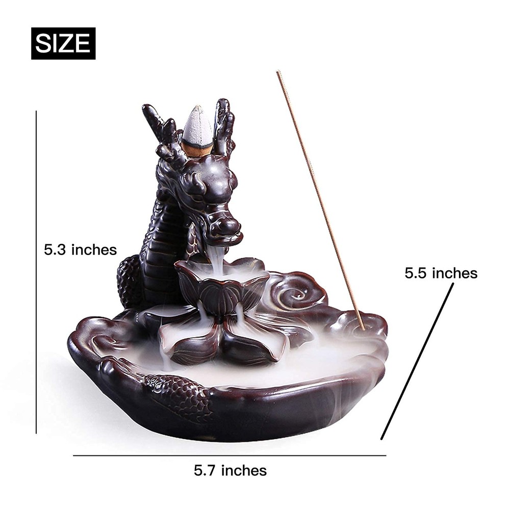 Dragon Incense Waterfall Burner Ceramic Backflow Holder Classic Style