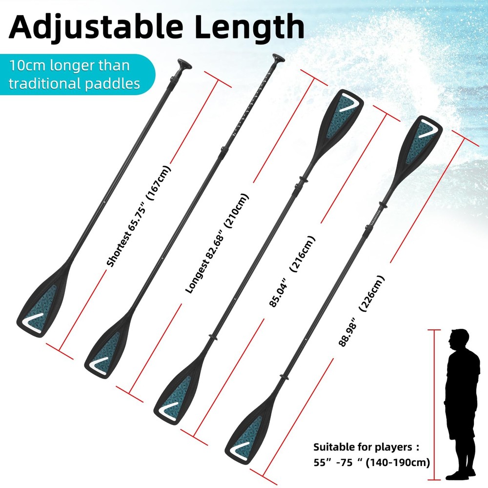 Carbon SUP Paddle 4 Piece Adjustable Kayak Paddle Stand up Paddleboard Paddle...