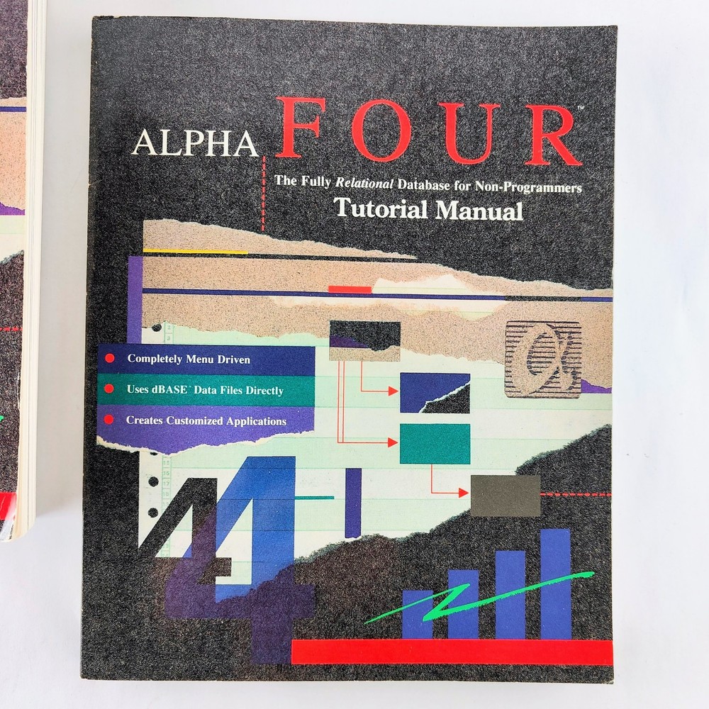 Alpha Four Version 1.1 Reference Manual & Tutorial Manual Database Book Lot v1.1