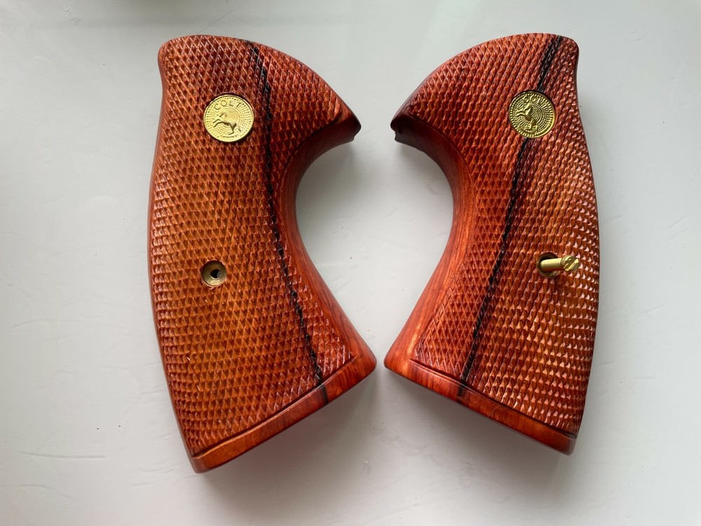 New COLT PYTHON grips (I, E FRAME) All check hard wood and Medallions