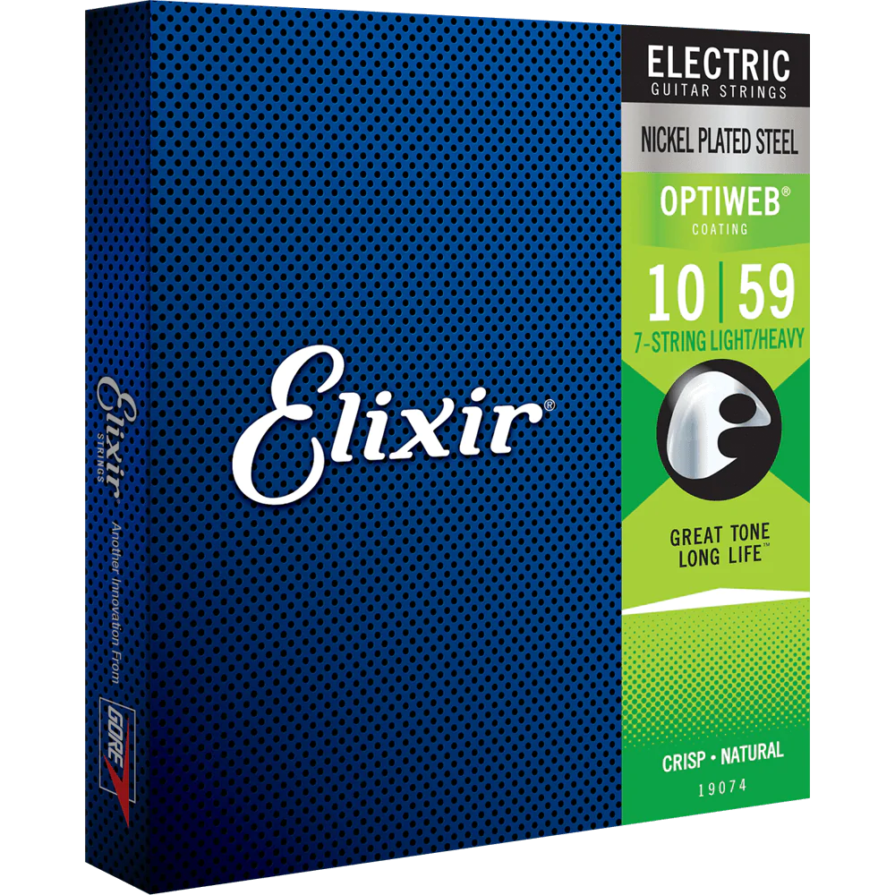 6 Sets! Elixir OPTIWEB Nickel 7-String Electric — 19074 Light/Heavy .010-.059
