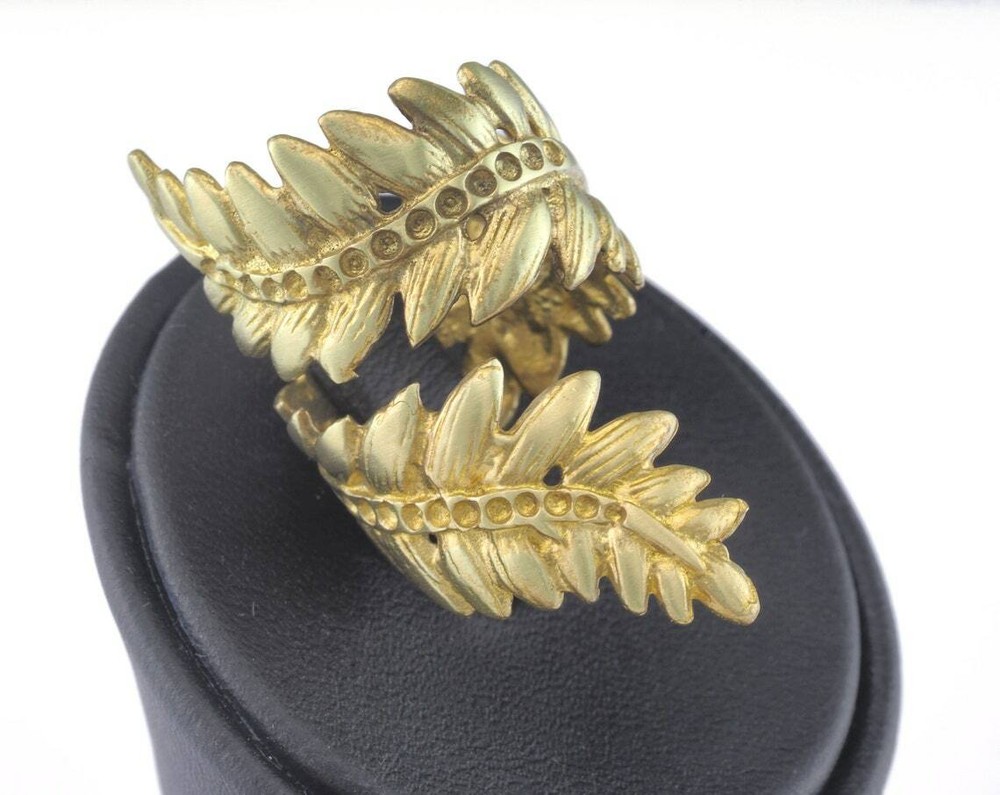 Leaves Ring Adjustable Bezel Raw brass (17mm 7US inner size - Adjustable ) 3674
