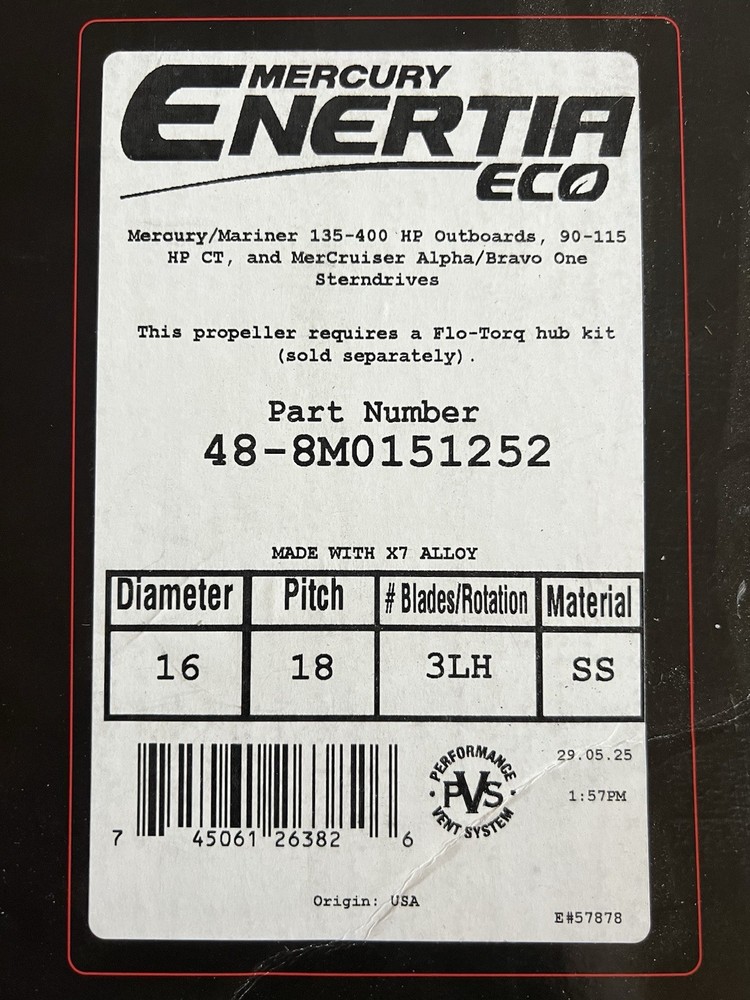 NEW mercury enertia propeller
