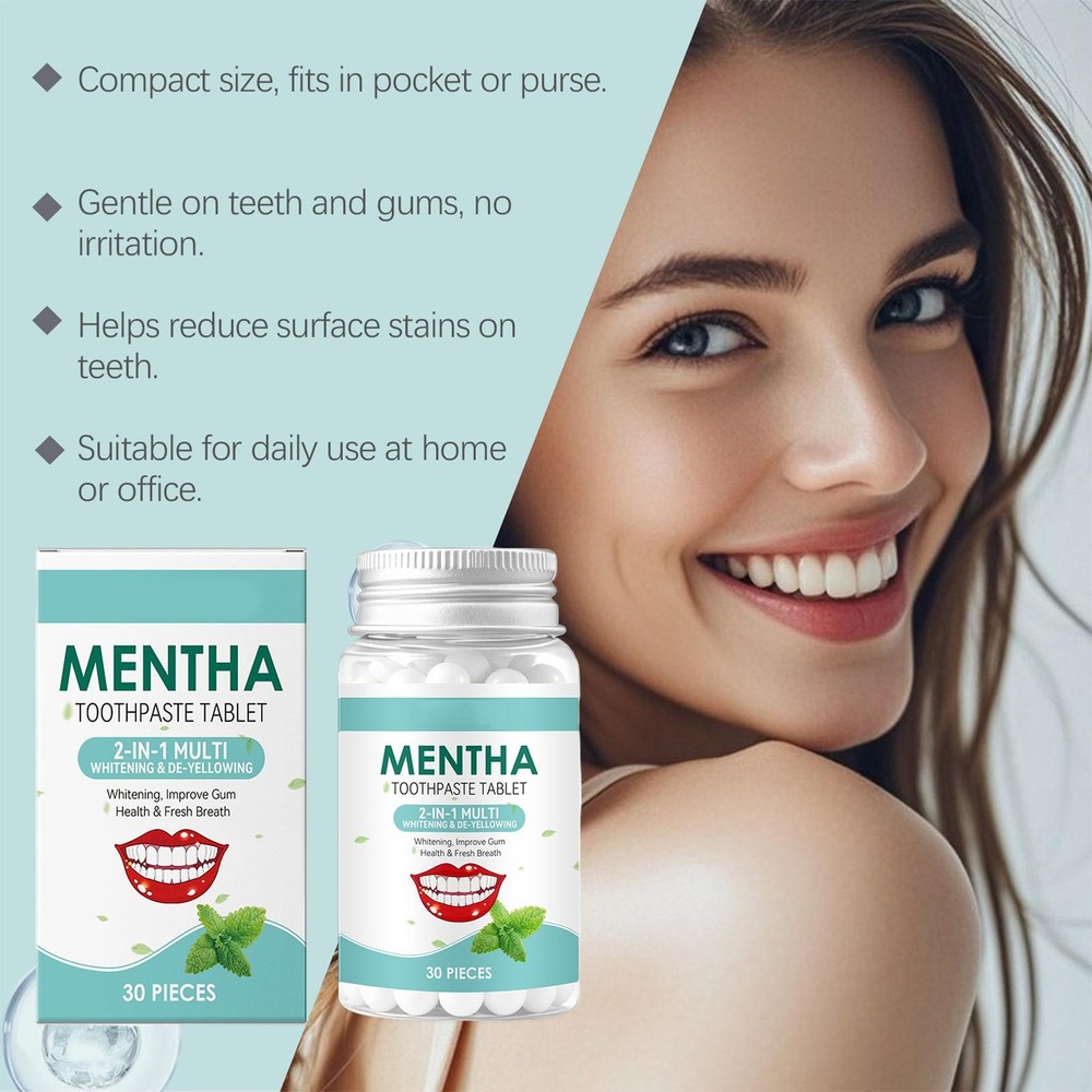 Toothpaste Tabs 30 Pieces Brightening Deep Cleaning Tooth